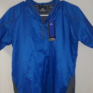 Mizuno Teamwear Short Sleeve Nylon Warm Up Shirt Jacket Blue Gray